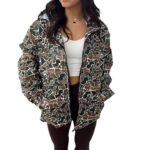 Camouflage Long Sleeve Zipper Rain Jacket Women - Image 4