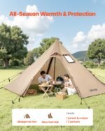 Hot Tent For 2 Persons, Portable Winter Tipi Tent With Stove Jack, Waterproof Canvas Camping Tents,  Lightweight 4 Season Shelter Tents For Hiking Fishing Backpacking, S Size - Image 2