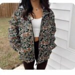 Camouflage Long Sleeve Zipper Rain Jacket Women - Image 2
