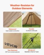 Hot Tent For 2 Persons, Portable Winter Tipi Tent With Stove Jack, Waterproof Canvas Camping Tents,  Lightweight 4 Season Shelter Tents For Hiking Fishing Backpacking, S Size - Image 4