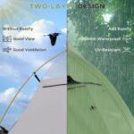 Double Layer Camping Tent, 1-2 Man Backpacking Tent With Carry Bag, 2000mm Waterproof And Lightweight, Green - Image 4
