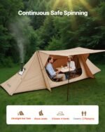 Camping Hot Tent, Lightweight Bushcraft Tent With Stove Jack & 2 Tarp Poles, Waterproof Winter Hot Tents Shelters, Portable 4 Season Tents For 2 Persons Hiking Fishing Hunting Backpacking - Image 4