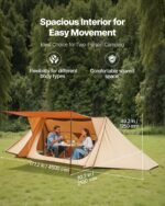 Camping Hot Tent, Lightweight Bushcraft Tent With Stove Jack & 2 Tarp Poles, Waterproof Winter Hot Tents Shelters, Portable 4 Season Tents For 2 Persons Hiking Fishing Hunting Backpacking - Image 2