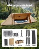Camping Hot Tent, Lightweight Bushcraft Tent With Stove Jack & 2 Tarp Poles, Waterproof Winter Hot Tents Shelters, Portable 4 Season Tents For 2 Persons Hiking Fishing Hunting Backpacking - Image 3