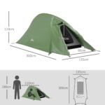 Double Layer Camping Tent, 1-2 Man Backpacking Tent With Carry Bag, 2000mm Waterproof And Lightweight, Green - Image 3
